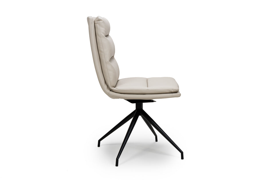 Eske - Taupe Faux Leather And Metal Dining Chair