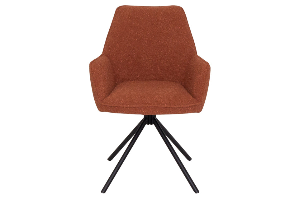Genoa - Orange Fabric And Metal Swivel Dining Chair