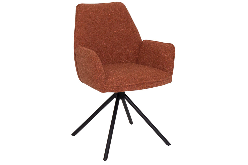 Genoa - Orange Fabric And Metal Swivel Dining Chair