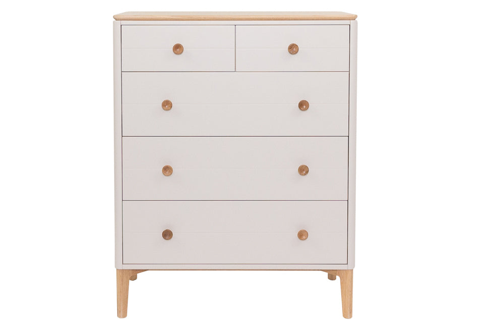 Ardagh - Taupe And Oak 5 Drawer Chest Of Drawers
