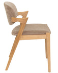 Simpson - Cream And Oak Fabric And Wood Dining Chair