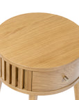 Carna - Oak 1 Drawer Round Lamp Table