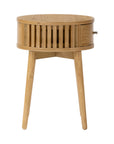 Carna - Oak 1 Drawer Round Lamp Table