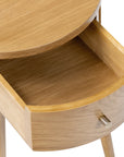 Carna - Oak 1 Drawer Round Lamp Table