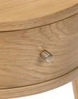 Carna - Oak 1 Drawer Round Lamp Table