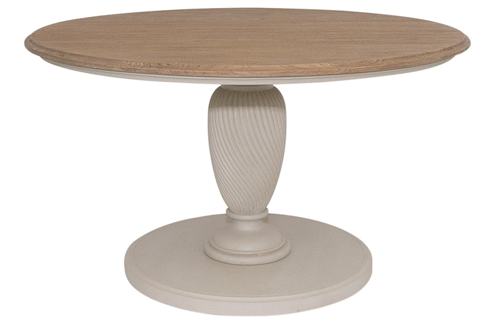 Sarande - Taupe And Oak Solid Wood Round Dining Table