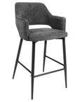 Roxy - Steel And Grey High Bar Stool With Black Leg