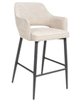 Roxy - Cream High Bar Stool With Black Leg