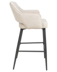 Roxy - Cream High Bar Stool With Black Leg