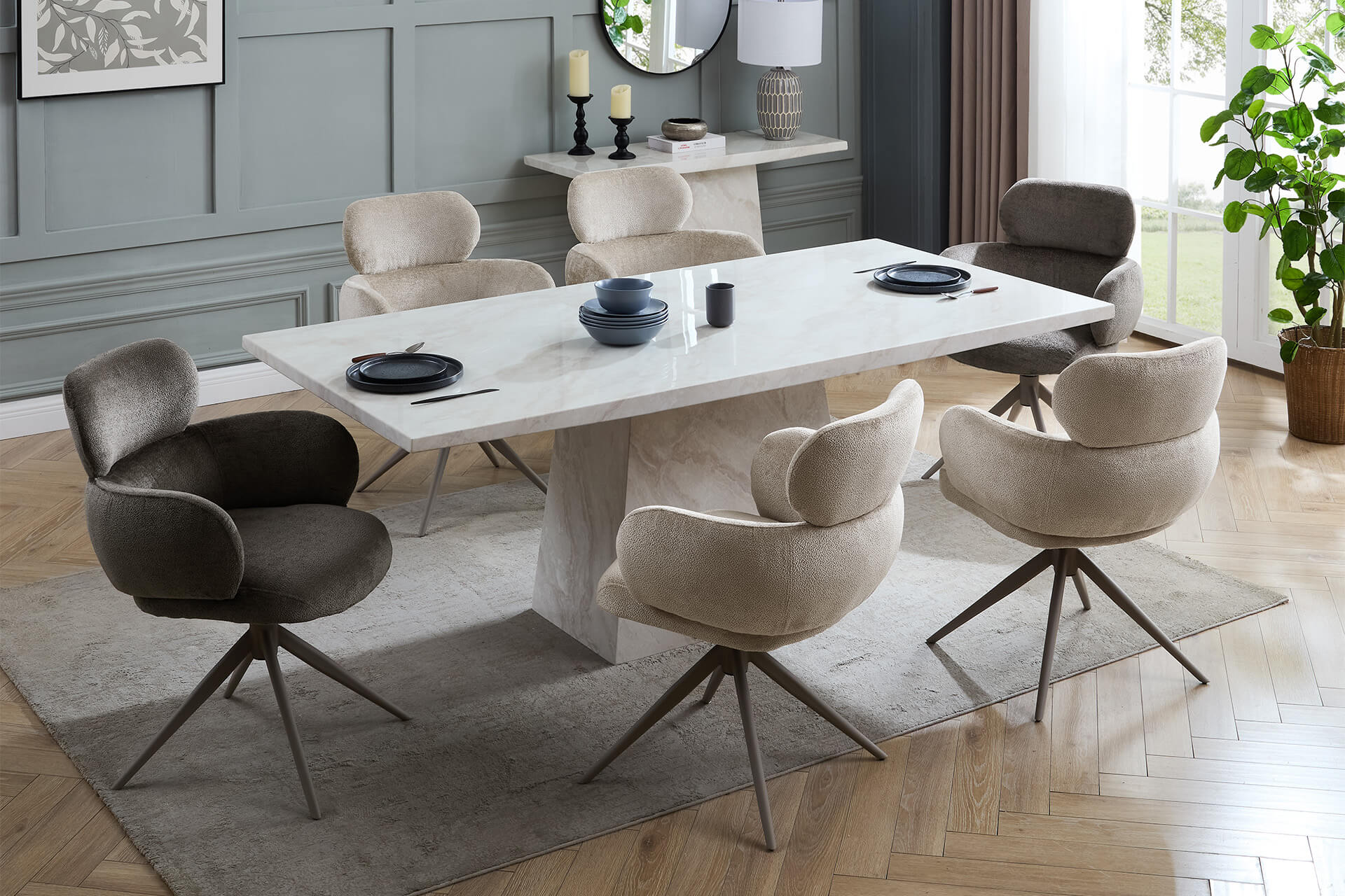 Peru - Beige Fabric Dining Chair