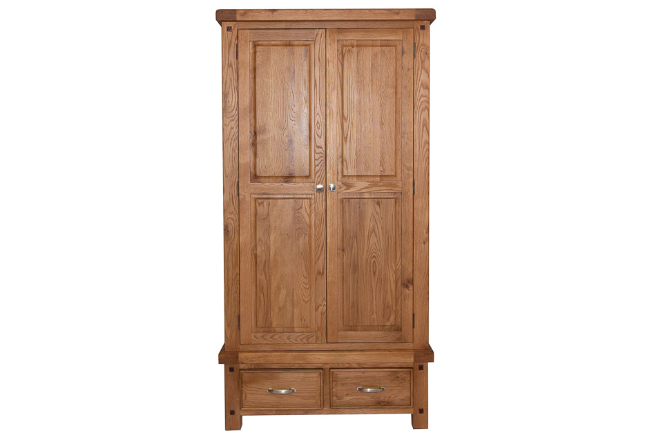 Bewley - Oak 2 Door  Wardrobe With Drawers