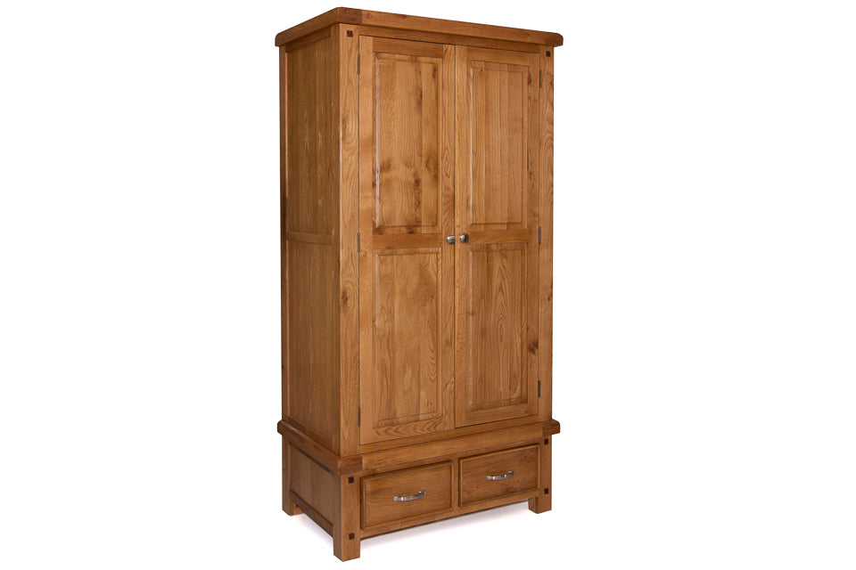 Bewley - Oak 2 Door  Wardrobe With Drawers