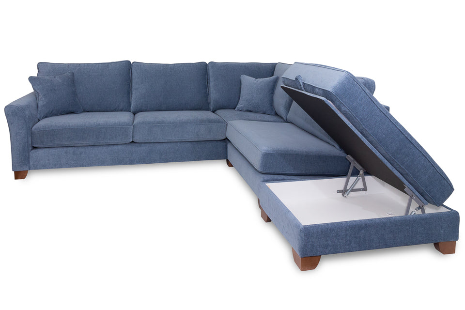 Blake Blue Fabric Corner Sofa Craughwell Furniture & Carpets Ltd
