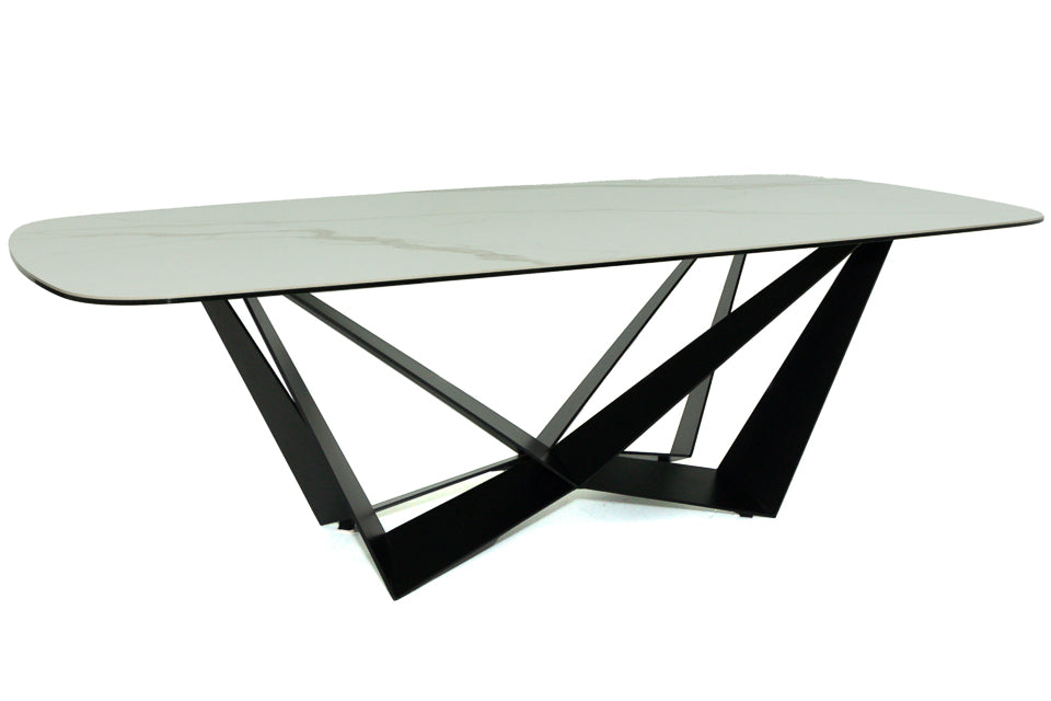 Boulder - White Ceramic And Metal Dining Table 120Cm