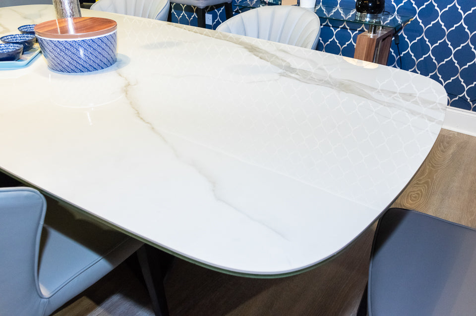 Boulder - White Ceramic And Metal Dining Table 240Cm