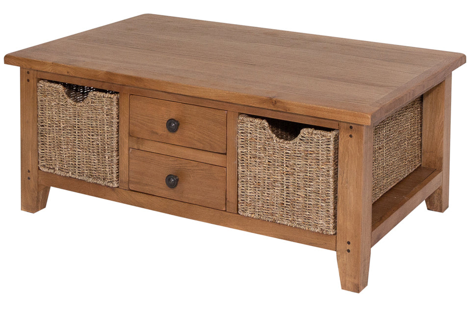 Bray - Oak Coffee Table With Baskets