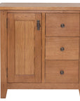 Bray - Oak 1 Door Mini Sideboard With 3 Drawers