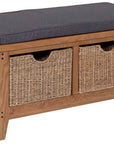 Bray - Oak Hallway Bench With Baskets
