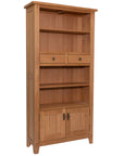 Bray Oak Bookcase with open shelving and hidden storage