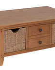 Bray Oak Coffee Table With 2 Baskets and 2 drawers