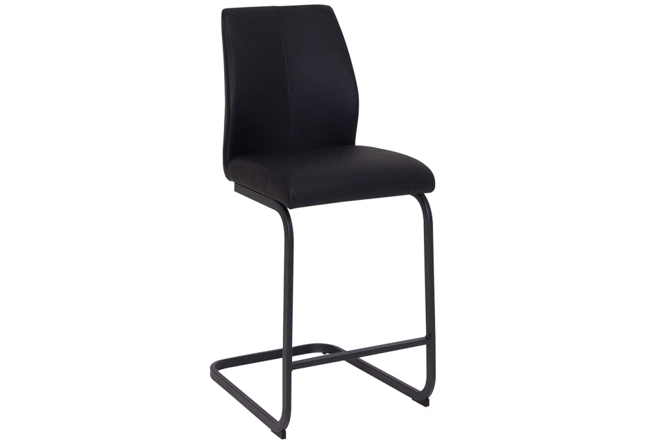 Cabra - Black Faux Leather And Metal Counter Height Bar Stool