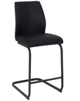 Cabra - Black Faux Leather And Metal Counter Height Bar Stool