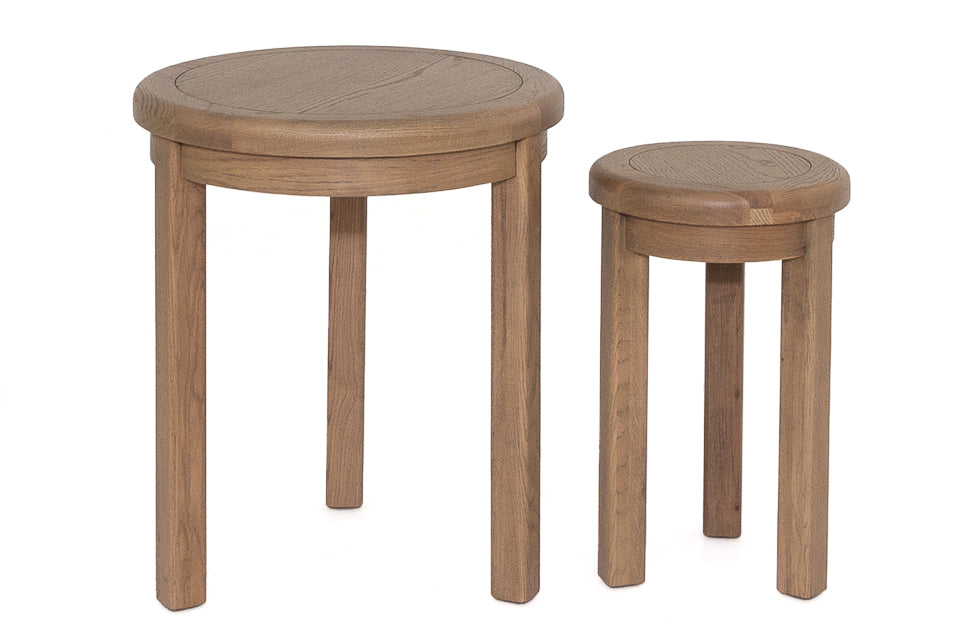 Cardiff - Oak Round  Nests Of Tables