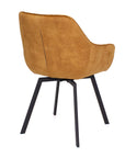 Edel - Yellow Fabric And Metal Dining Chair