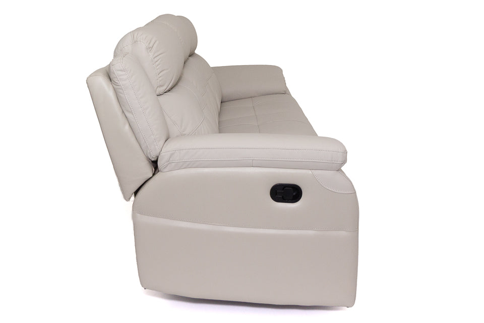 Elon - Cream Leather 3 Seater Recliner Sofa