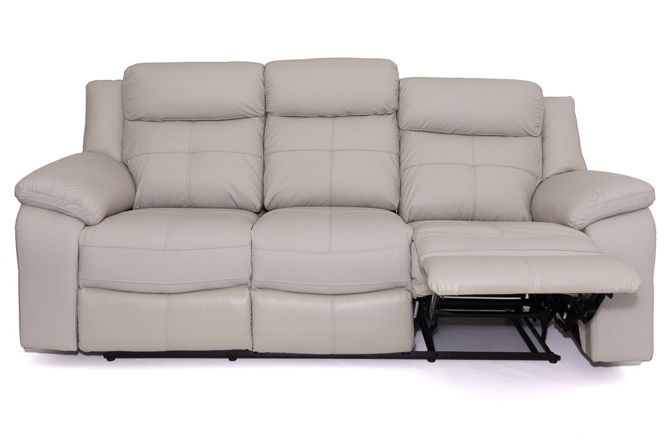Elon - Cream Leather 3 Seater Recliner Sofa