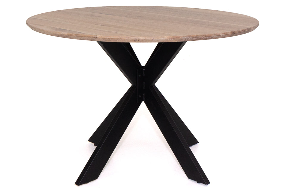 Florence - Oak Wood And Metal 120Cm Round Dining Table