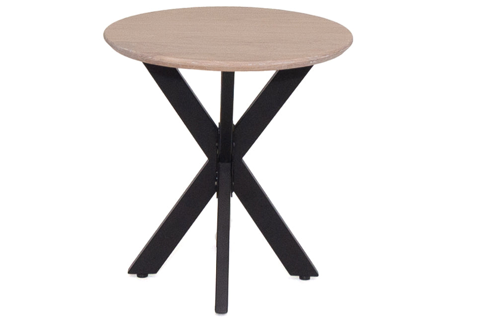 Florence - Oak Wood And Metal Lamp Table