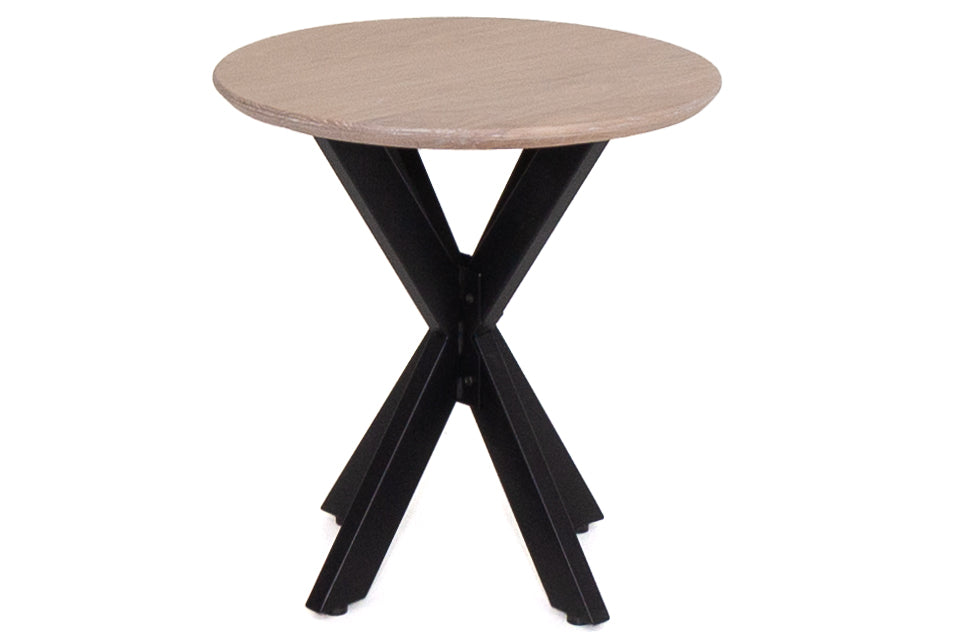 Florence - Oak Wood And Metal Lamp Table