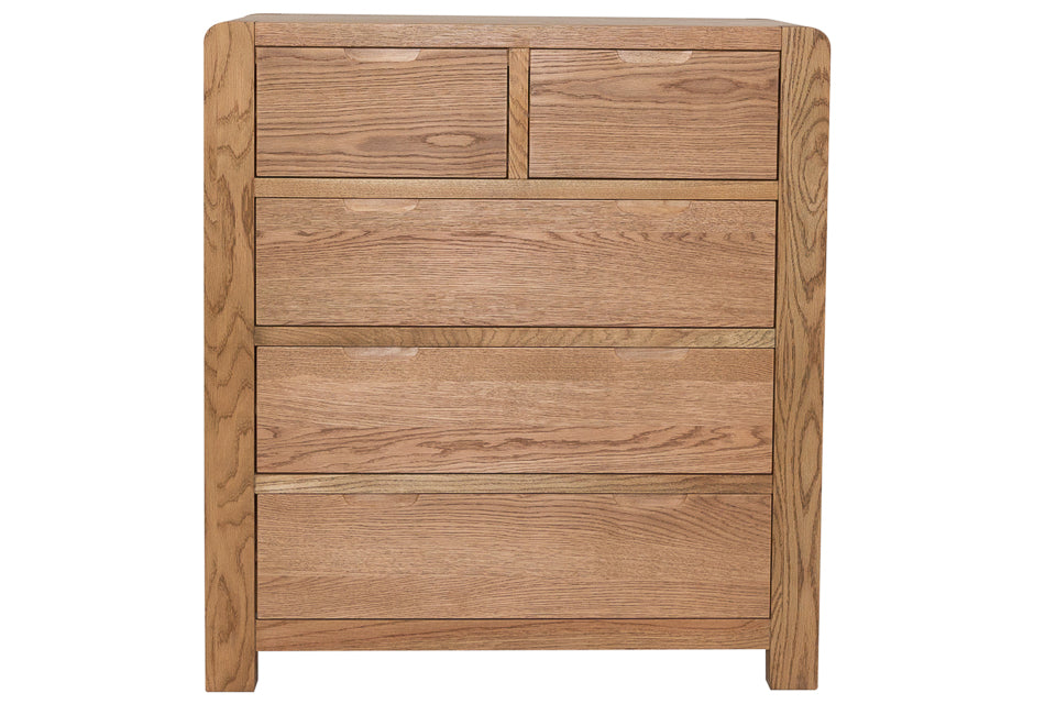 Jersey - Oak 5 Drawer Chest Of Drawers