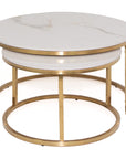 Laurie - White Pura Stone Set Of 2 Coffee Table