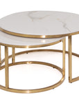 Laurie - White Pura Stone Set Of 2 Coffee Table