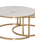 Laurie - White Pura Stone Set Of 2 Coffee Table