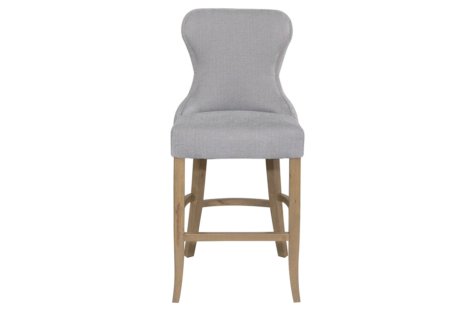Levi Grey Fabric and Wood Counter Height Bar Stool Craughwell