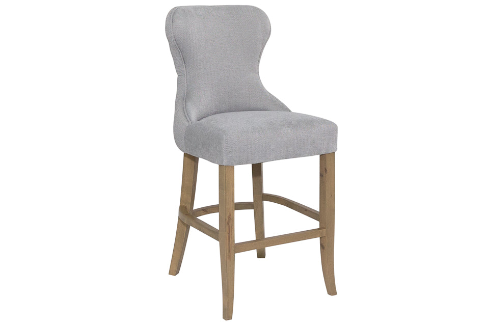 Levi - Grey Fabric And Wood Counter Height Bar Stool