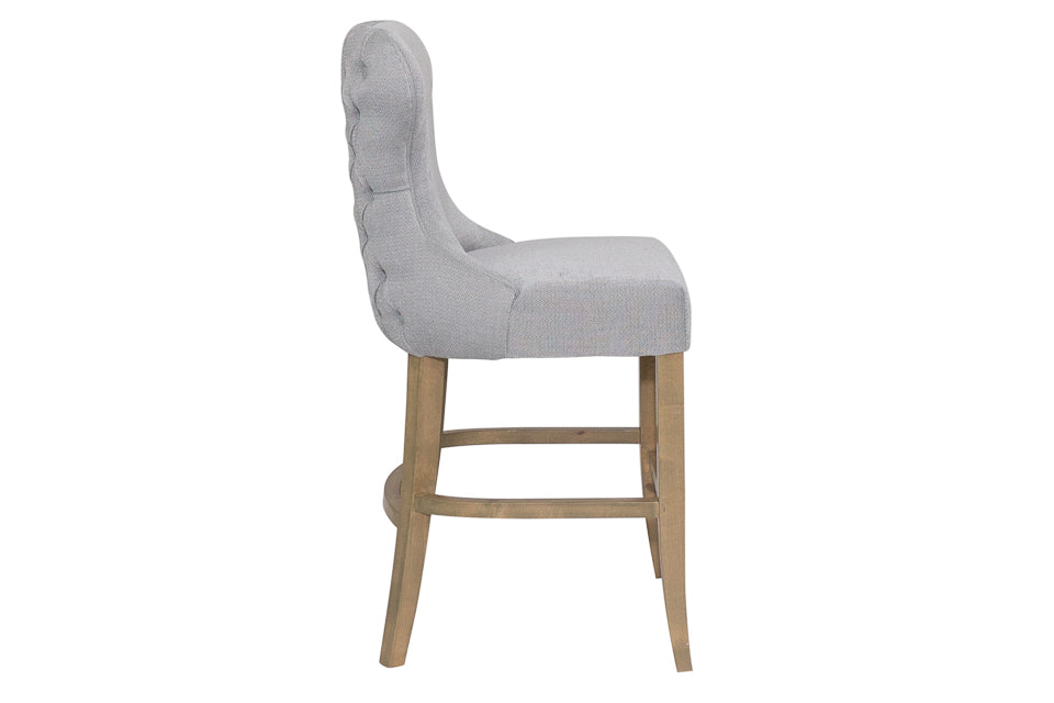 Levi - Grey Fabric And Wood Counter Height Bar Stool