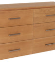 Lola Oak 6 Drawer Chest with long silver handles