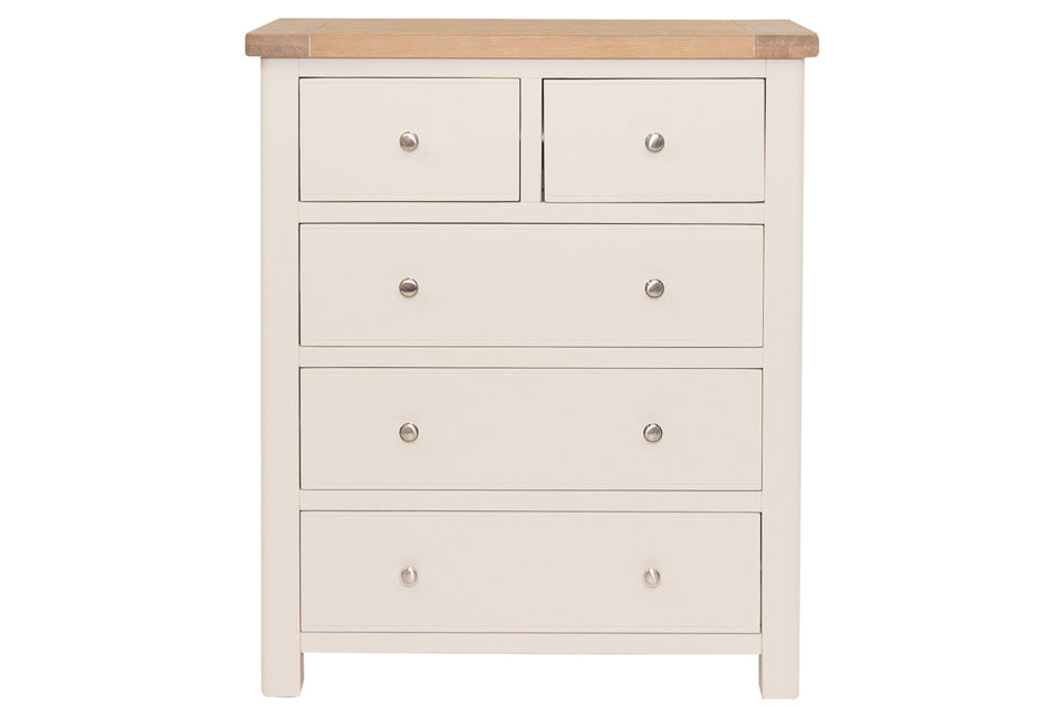 Mallow - Cream And Oak 5 Drawer Chest Of Drawers