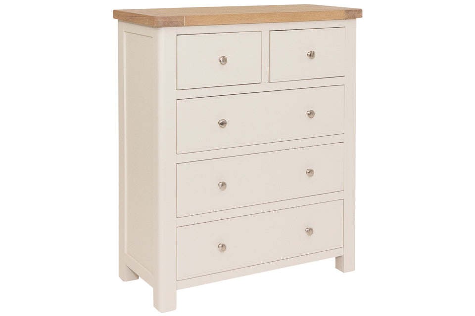 Mallow - Cream And Oak 5 Drawer Chest Of Drawers