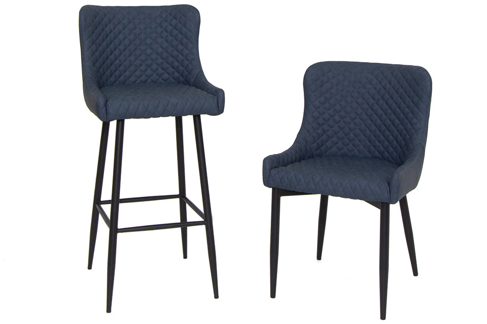 Martos - Blue Faux Leather Bar Stool