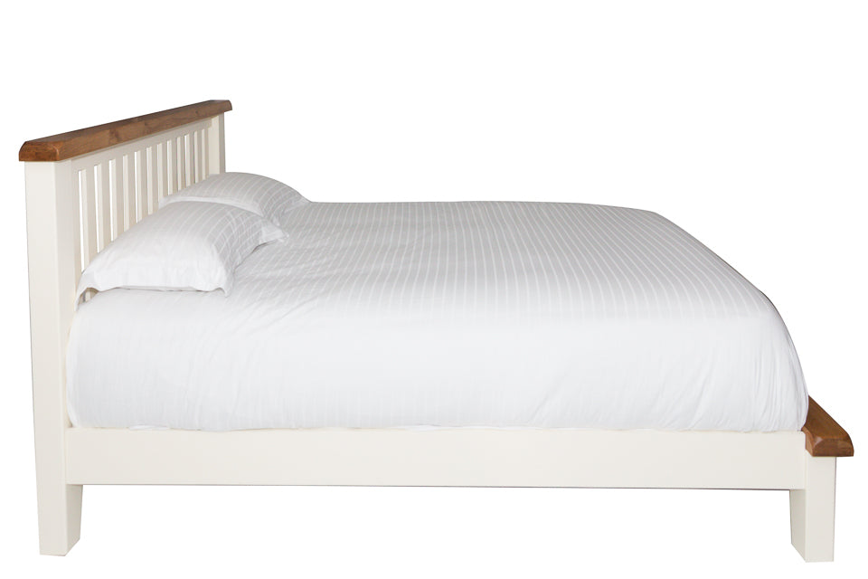 Milena - Cream And Oak 4Ft6In Double Bed Frame