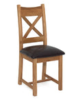 Oak Dining Chair With Faux Leather Seat