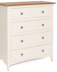 Sicily - Cream And Oak 5 Drawer Chest Of Drawers
