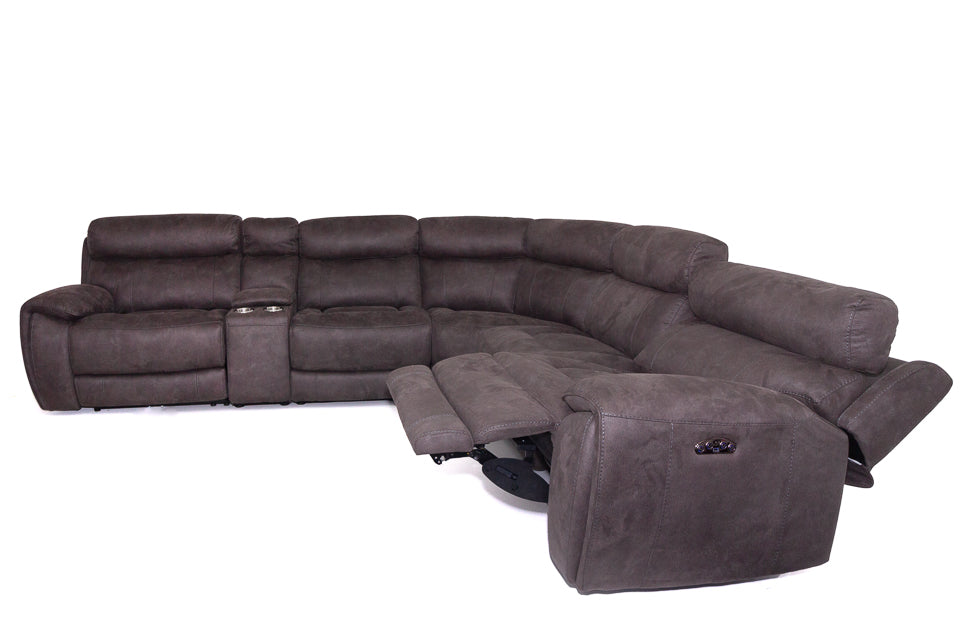 Supreme - Grey Fabric Power Recliner Corner Sofa With Electric Headrest