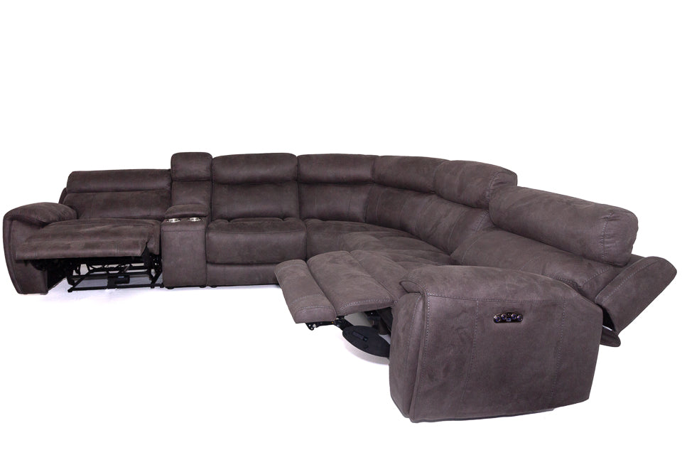Supreme - Grey Fabric Power Recliner Corner Sofa With Electric Headrest