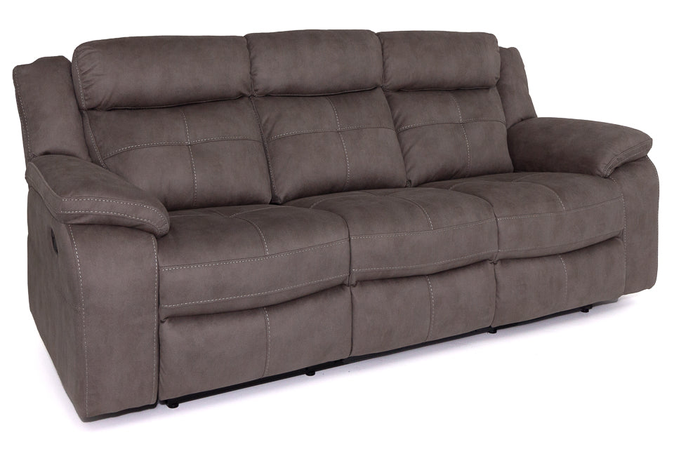 Yvette - Grey Fabric 3 Seater Recliner Sofa